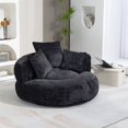 thumbnail image 2 of Bean Bag Chair, Lazy Round Sofa with Pillows and Armrests, Oversized High Back Armchair Single Gaming Sofa Chair Accent Floor Soft Lounge Chair, for Bedroom Living Room Playroom, Black, 2 of 7