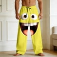 thumbnail image 2 of Gyexs Mens Casual Pajama Pants Funny 3D Cartoon Face Printed Sweatpants Drawstring Elastic Relaxed Fit Trousers Yellow, Size S, 2 of 4