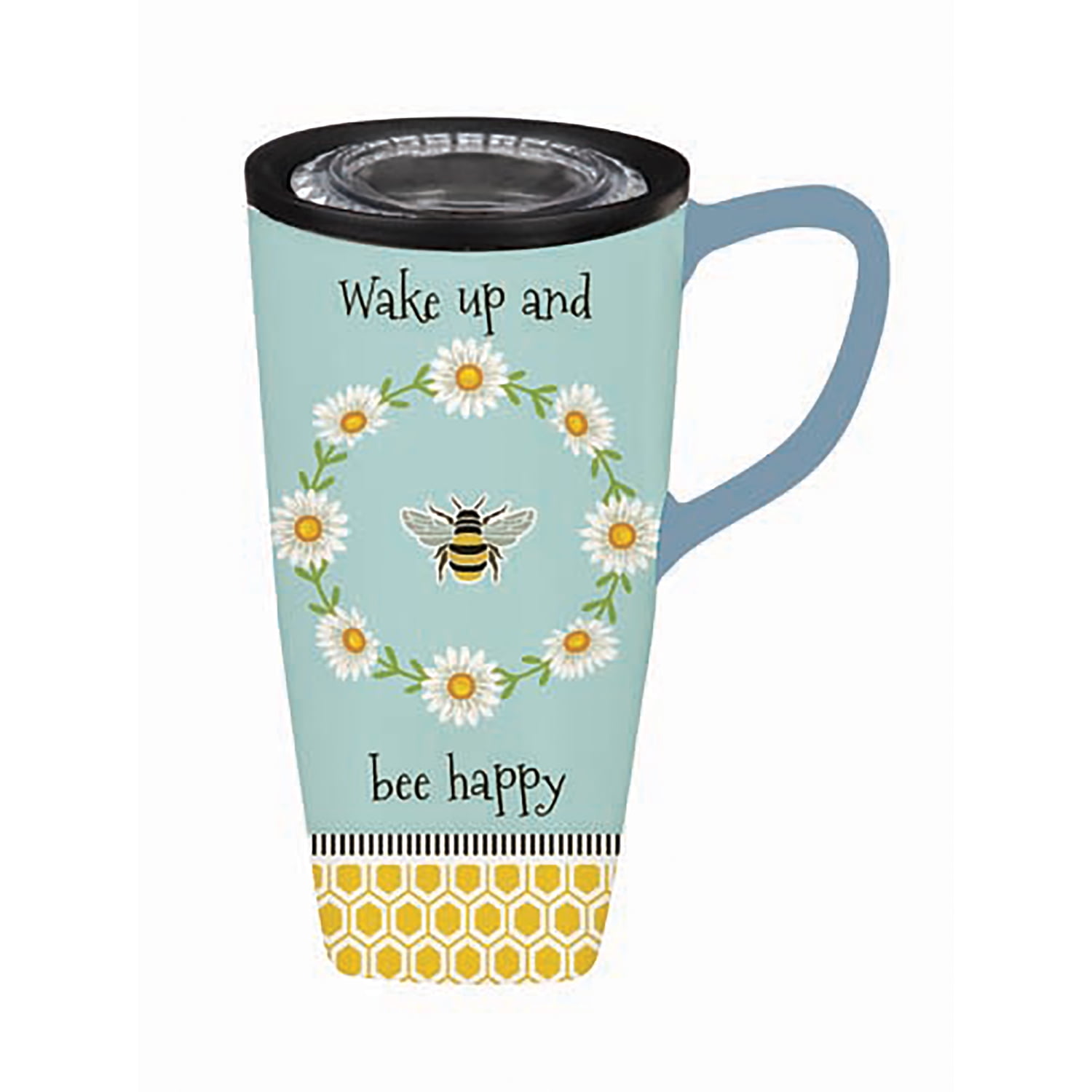 Travel COFFEE MUG Sea Foam Green QUEEN BEE Tall Large New Tea