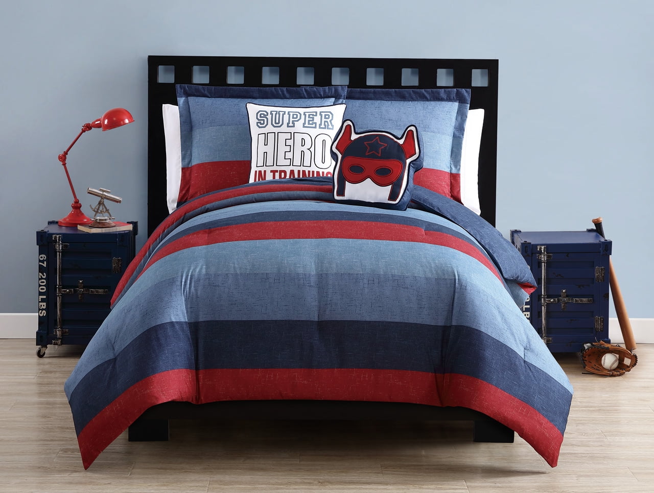 Collin Navy Red Comforter Set Twin Twin Xl Walmart Com