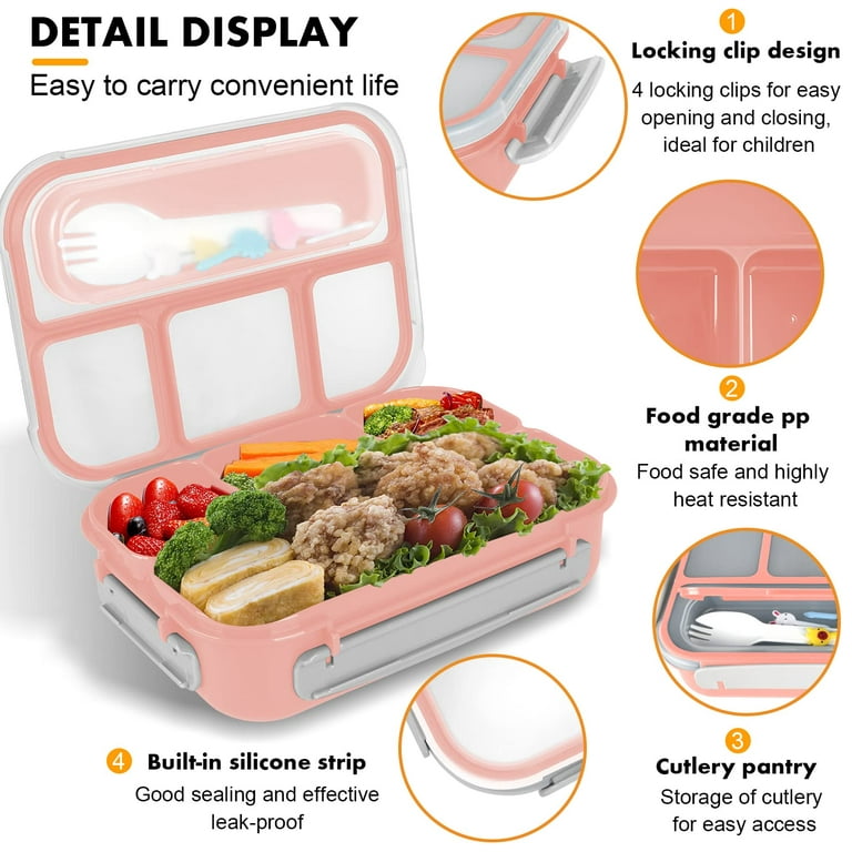 Bento Box, Lunch Box Kids, 1300ml Bento Box Adult Lunch Box With 4  Compartment&food Picks Cake Cups, Lunch Box Containers For Adults/kids/toddler,  Lea