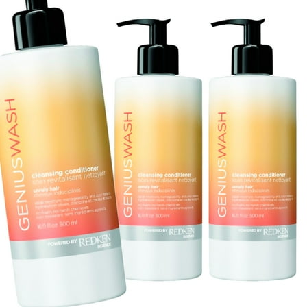 Redken Genius Wash Cleansing Conditioner for Unruly Hair, 16.9 oz - Pack of 3