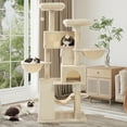 thumbnail image 2 of Sifurni 65.7" Large Cat Tree Tower Condo House for Cats with 2 Scratching Ramps, Hammock & Scratching Post, Beige, 2 of 10