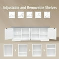 thumbnail image 6 of Shoe Bench, Entryway Storage Bench with Doors, Cushion, 2-Tier Shoe Rack with 8-Cubby, 47.2”L x 13.8”W Shoe Organizer Cabinet, Adjustable Shelf, Living Room, Bedroom, White, 6 of 9
