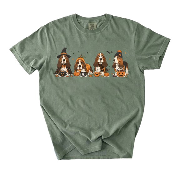 Basset Hound Halloween T-Shirt, Cute Pumpkin Dog Graphic, Spooky Fall Dog Lover Tee