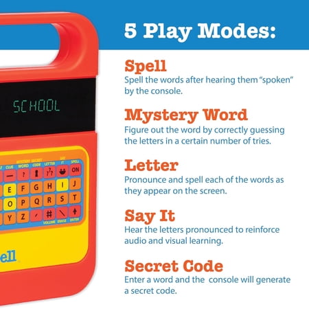 Playmonster Speak & Spell Electronic Game - Educational Learning Toy, Spelling Games, 80s Retro Handheld Arcade, Autism Toys, Activity for Boys, Girls, Toddler, Ages 7