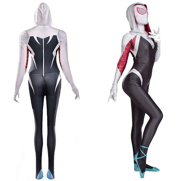 Halloween Gwen Cosplay Bodysuit for Women, 3D Style Halloween White Costume for Adult