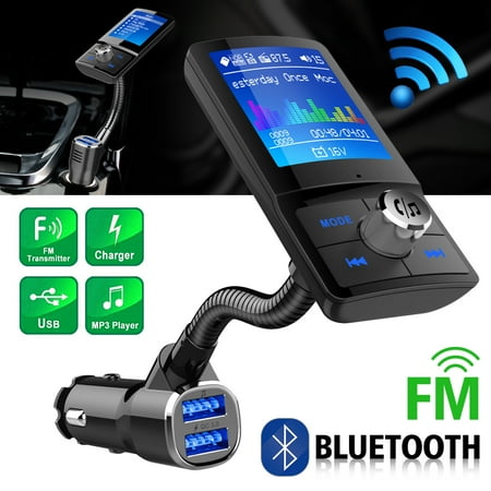 Car Radio Bluetooth Adapter Bluetooth FM Transmitter for Car, EEEkit QC3.0 4.2 Bluetooth FM Radio Adapter Music Player(Four Play Modes) Car Kit with Hands Free Calling and 2 USB Ports Charger,Support 360°Rotaiton ()