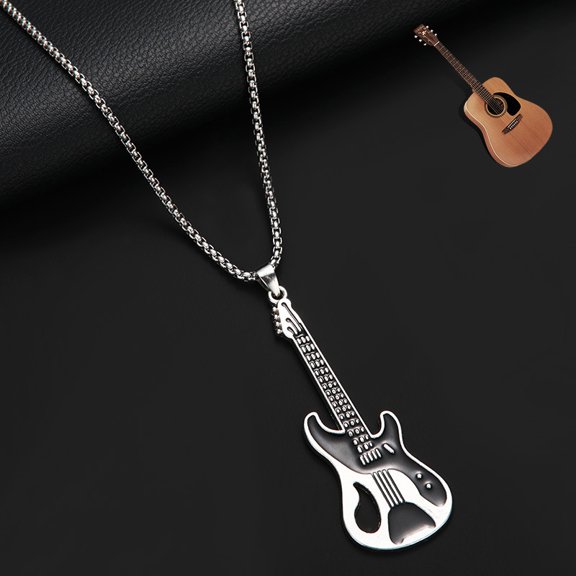 Alloy Pendant 316 Surgical Stainless Steel Chain Necklaces for Men Stainless Steel color Guitar 23.62 inch(60cm)