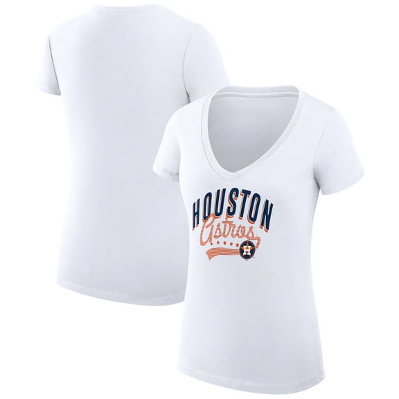 Women's G-III 4Her by Carl Banks  White Houston Astros Filigree Team V-Neck Fitted T-Shirt