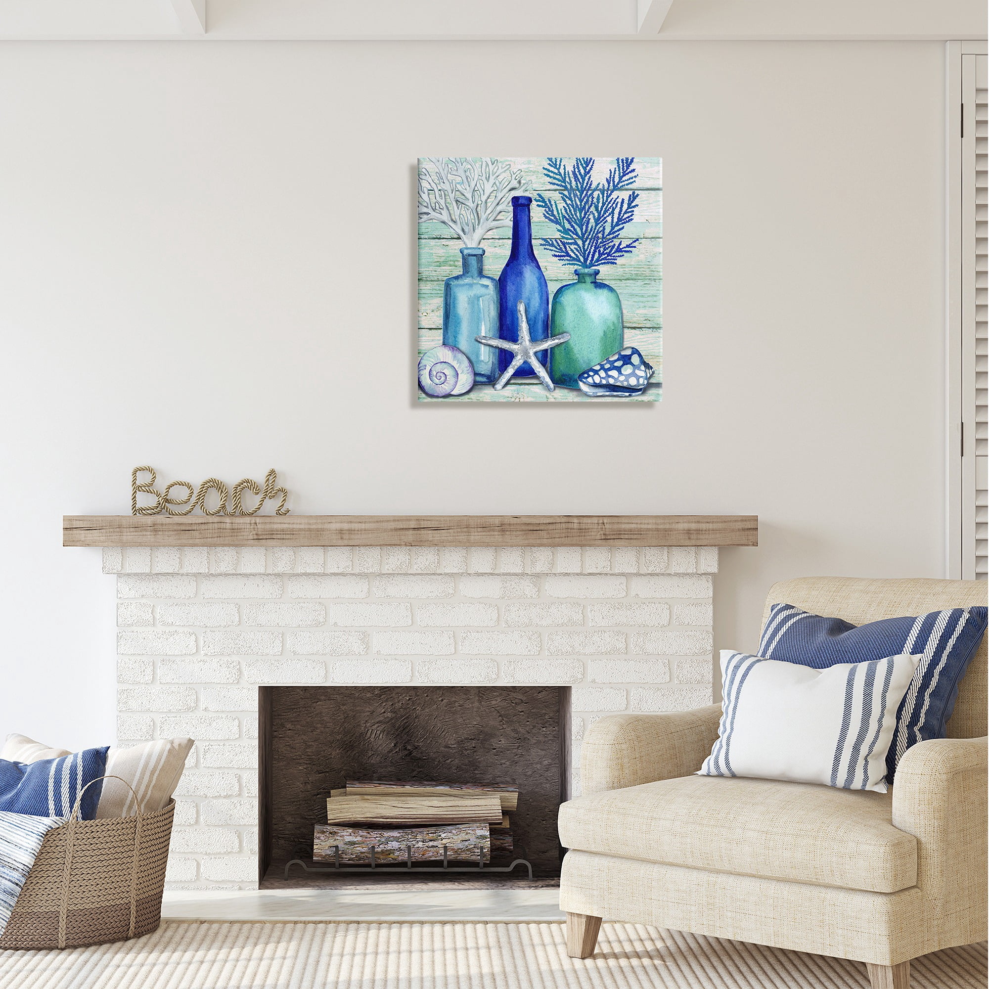Stupell Industries Nautical Vases & Shells Nature Painting Gallery Wrapped Canvas Art Print Wall Art, 24 x 24
