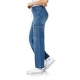 thumbnail image 3 of WallFlower Women's Tomboy Relaxed Cargo Denim Mid-Rise Insta Stretch Juniors Jeans, 3 of 3