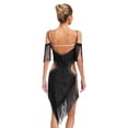 thumbnail image 2 of Sholeno Women Fringe Latin Dance Dress Irregular Rumba Tango Salsa Ballroom Dancing Cocktail Party Dress Black XXL, 2 of 5