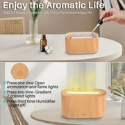 BCOOSS Essential Oil Diffuser Aromatherapy Aroma Air Diffuser with Flame Light, Wood Grain