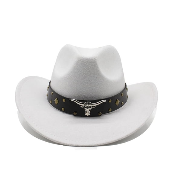 BRICH Cowboy Hat for Women and Men Western Cowgirl Hats Suede Cowboy Hat White One Size