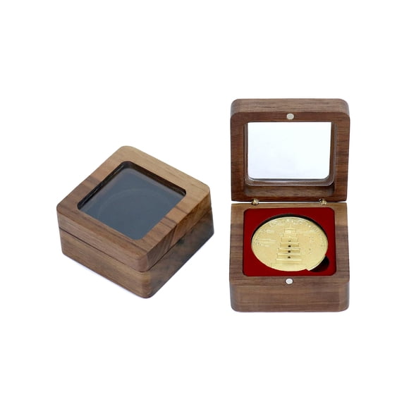 Caja Expositora de Madera QWORK para Monedas de 1.5-1.75", Paquete de 2