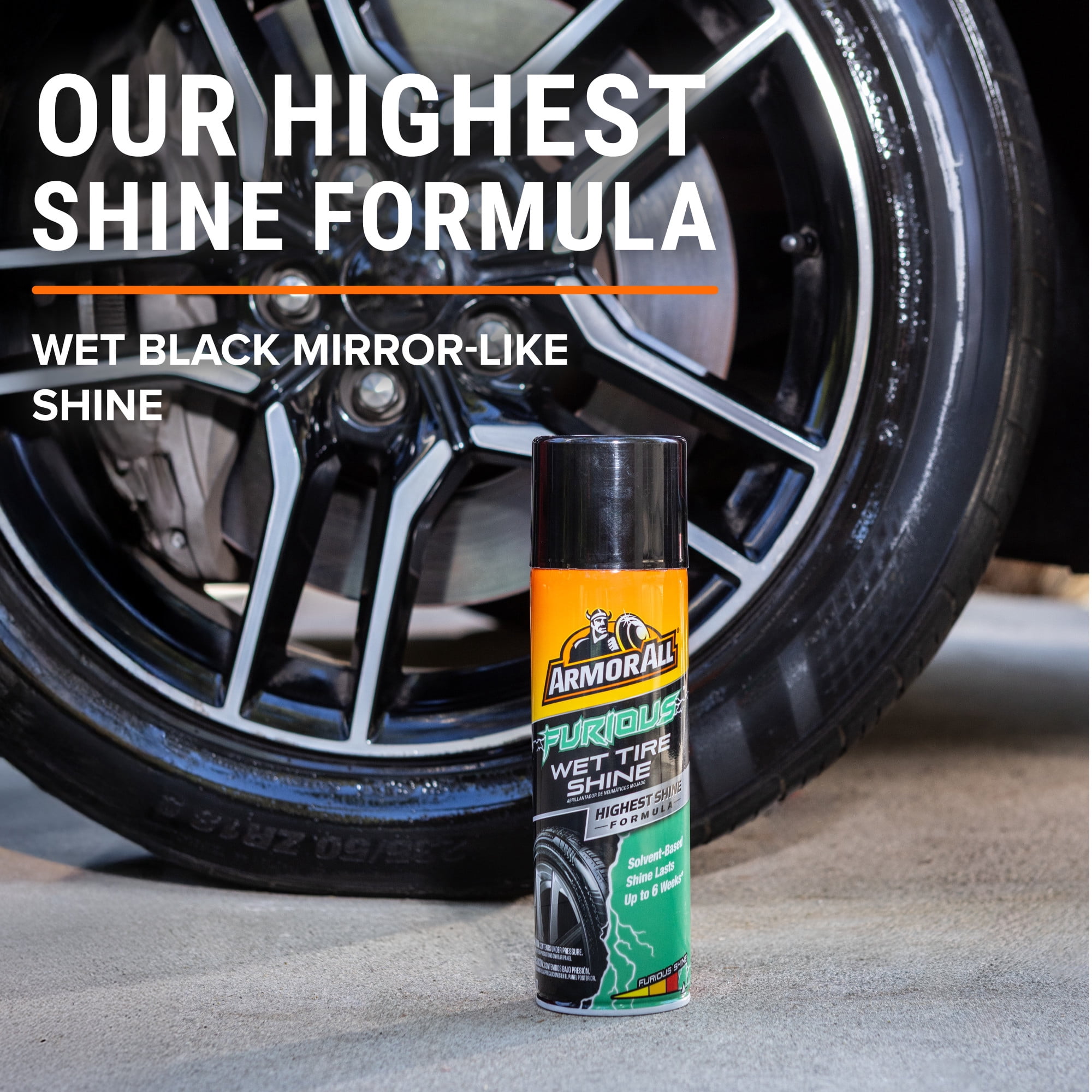 Armor All Furious Wet Tire Shine, Protective Tire Shine Spray, 15 oz