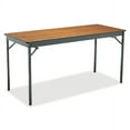 thumbnail image 2 of Barricks Special Size Folding Table, Rectangular, 60w x 24d x 30h, Walnut/Black, 2 of 3