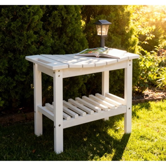 Waterproof Shower Bench with Handle Storage Shelf Non Slip Pads 265Lbs Capacity White