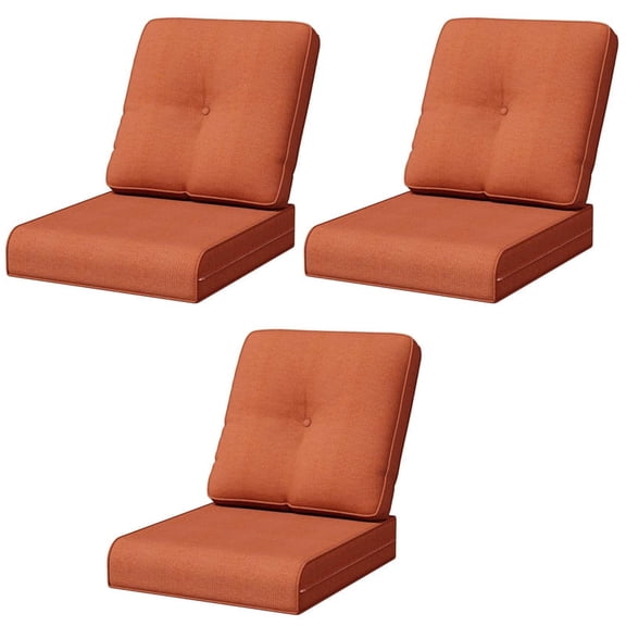 Joyside Outdoor Chair Cushions Set of 3, 22x25/22x21 Inch Patio Furniture Cushions, Deep Seat Cushions, Water Resistant, Thick Replacement Cushions for Sofa and Seat, Orange