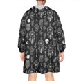 thumbnail image 2 of Wearable Oversized Blanket,Black White Gothic Dreamcatcher Owl Skull Pattern Wearable Blanket Hoodie for Adults,Cozy Hooded Blankets with Super Pockets,Super Warm Fuzzy Pullover for Women & Men, 2 of 6