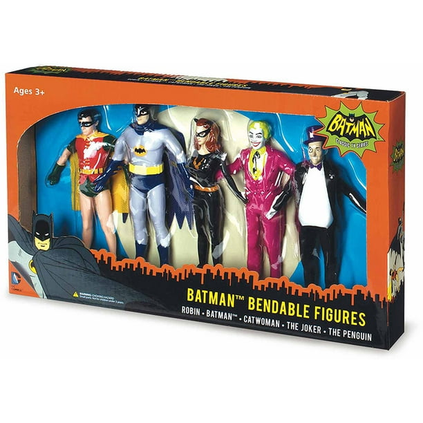 NJ Croce Batman Classic TV Series Bendable Boxed Set, Batman, Robin,  Catwoman, The Joker and The Penguin 