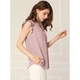 thumbnail image 4 of Allegra K Blusas vintage sin mangas con volantes para mujer Tops de trabajo con ribete de volantes Rosa S, 4 of 6