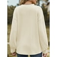 thumbnail image 3 of SHIBEVER Blouses for Women Casual Fall Plus Size Loose Fitting Long Sleeve Shirts V-Neck Soild Offwhite Tops for Women Clothes Size XXL, 3 of 5