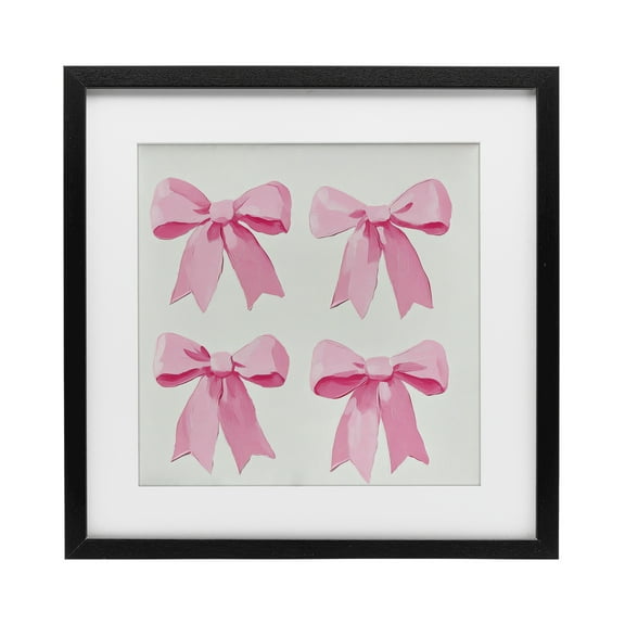 Stupell Industries Four Soft Pink Bows Black Framed Print Under Glass, design by Petal Prints Design