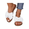 thumbnail image 2 of Domuza Women's Bow Knot Slides Open Toe Flat Sandals 2026 Summer Slip On Slippers White 8（EU-40）, 2 of 5