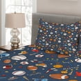 thumbnail image 2 of Ambesonne Sport Quilted Coverlet 3 Pcs, Dark Silhouette Backdrop, King Size, Dark Blue Multicolor, 2 of 4