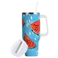 thumbnail image 2 of Ryvnso 40 oz Tumbler with Handle and Straw Watermelon Cute Insulated Stainless Steel Travel Mug with Lid, 2 of 9