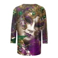 thumbnail image 5 of Penkiiy Carnival Blouse Women's Mardi Gras Fashion Printing Casual Round-Neck 3/4 Sleeve T-shirt Blouse L Multicolor, 5 of 5