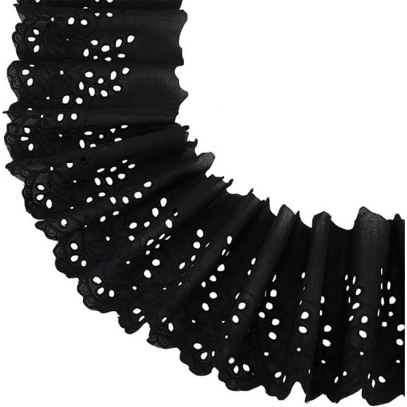 5 Yards Embroidery Eyelet Lace Trim 5-5/8 inch Wide Black Flower Cotton Lace Wavy Edge Eyelet Lace Trim Embroidery Floral Lace Ribbon