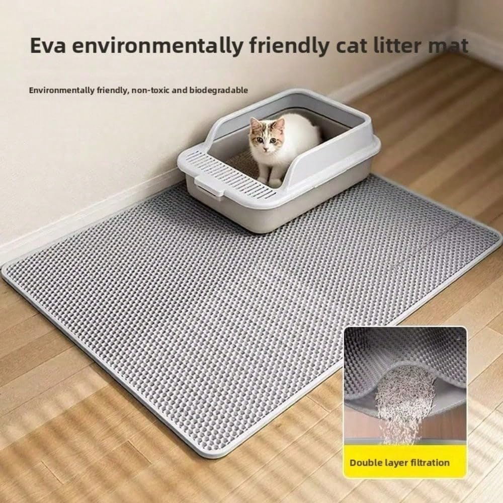 Waterproof Cat Litter Mat, Double-Layer Non-Slip Honeycomb Design with Soft Thick Pad for Litter Control & Cozy Cat Resting, 30*45CM