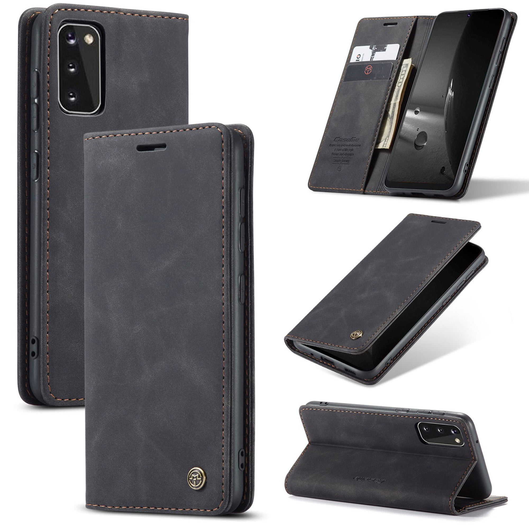 SRY-Fashion case PU Flip Phone Case Card Slot Cash Slot Samsung Galaxy A8 2018 Color : Black