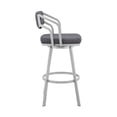 thumbnail image 2 of Armen Living Scranton 26" Faux Leather/Metal Counter Stool in Silver/Slate Gray, 2 of 4