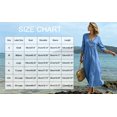 thumbnail image 2 of Dvprdro V Neck 3/4 Sleeve Cotton Linen Maxi Dress for Women Loose Fit Summer Vacation Solid, 2 of 8