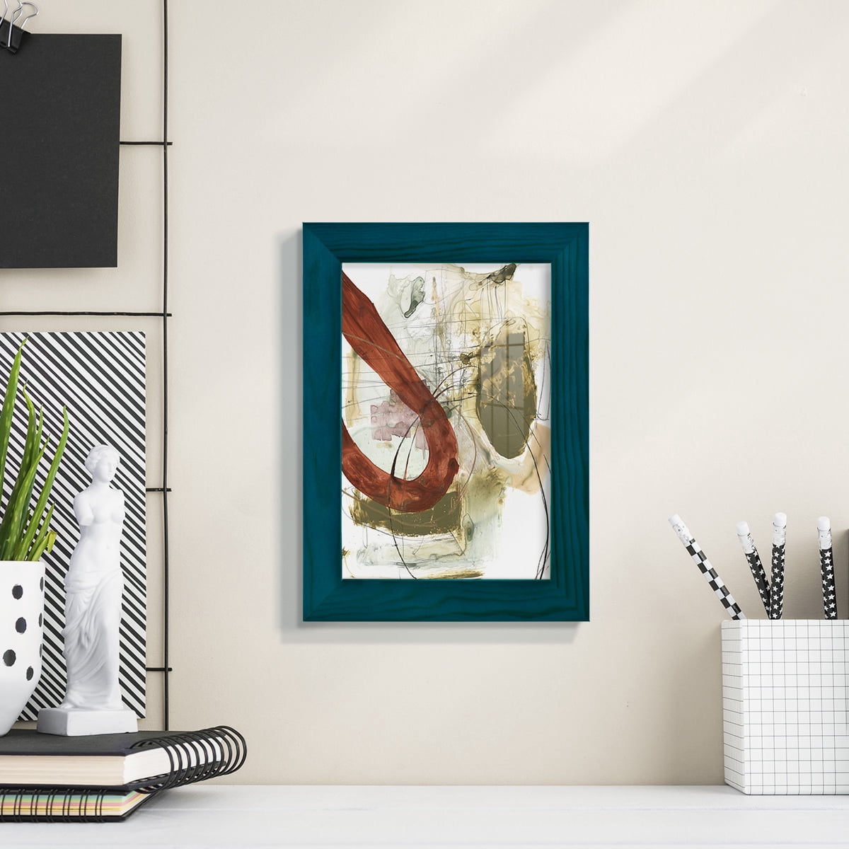Rusted Loops I - Framed Print w/glass - Ocean Blue