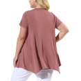 thumbnail image 4 of Agnes Orinda Plus Size Tunic Tops for Women Summer Crew Neck Flowy Swing Loose Short Sleeve Knit T Shirt Tops Blouse Casual 1X Dark Pink, 4 of 9