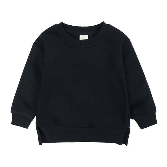 IROINID Liquidation Chandail en Molleton pour Tout-Petits Garçons et Filles Manteau Chandail Col Rond Petit et Moyen Chandail Couleur Unie Haut en Polaire, Noir