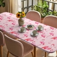 thumbnail image 3 of Pink Flamingo Table Cloths for 8 Foot Rectangle Tables, Summer Animals Patio Waterproof Elastic Fitted Tablecloths, Washable Rectangular Table Cover for Camping, 3 of 8