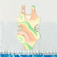 thumbnail image 3 of Grblisyd Girls Swimsuit Cut Out One Piece Bathing Suit Gradient Tie Dye Swimwear Size 10-12, 3 of 5