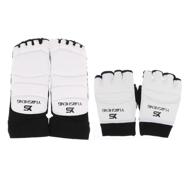 Almohadillas Protectoras Acolchadas y Espuma shamjiam Guantes de Medio para Boxing Thai MMA Color Blanco