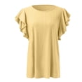 thumbnail image 6 of Tittly T Shirts for Women Basic Tees Women's Summer Top V Neck Ruffle Short Sleeve Casual Loose Tee T Shirts Tshirts Shirts Womens Tops Yellow XXL, 6 of 7