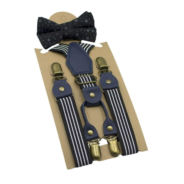 Conjunto de tirantes y pajarita para niño, accesorios de ropa, ajustables, cómodos y ligeros. Estilo E