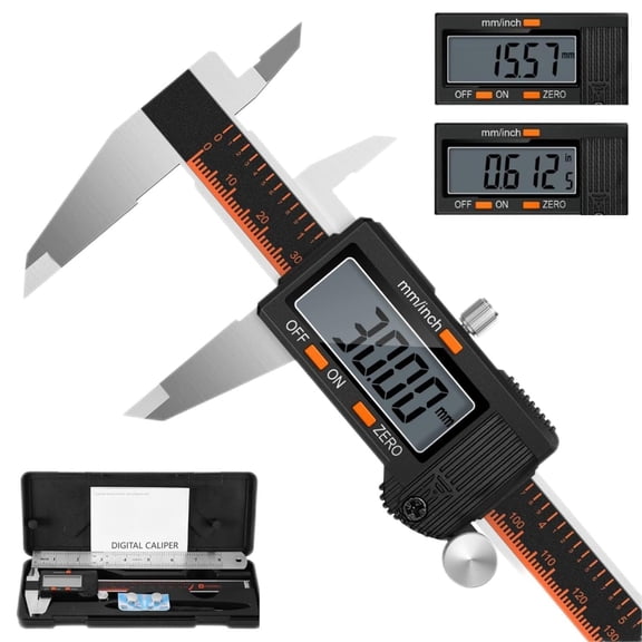 Digital Caliper 12 Inch, Stainless Steel Caliper Measuring Tool with Large LCD Screen, Auto-Off Feature, Inch/Millimeter, Electronic Vernier Caliper for DIY, Jewelry, Parts, 3D Printing