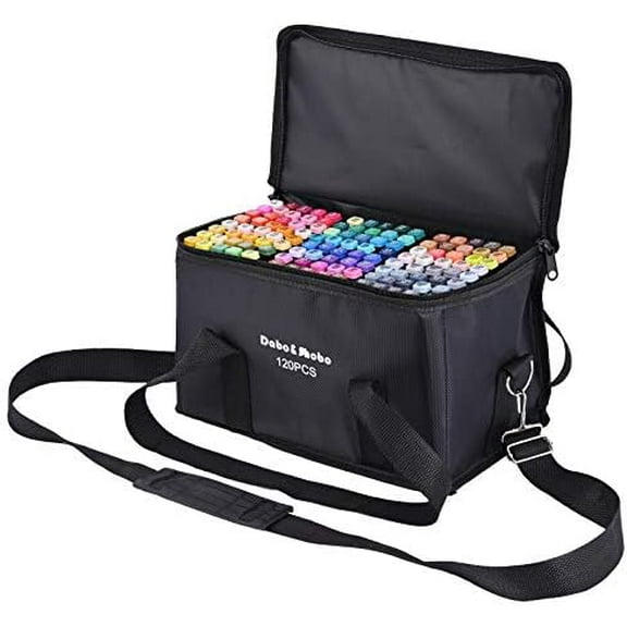 120 Color Alcohol Marker Pens, Bright Permanent Markers for Coloring, Markers For Adults Coloring Book, Wide Chisel and Fine Tip, Dual Tip Design, Equipped with Black Suitcase$$Art & Craft