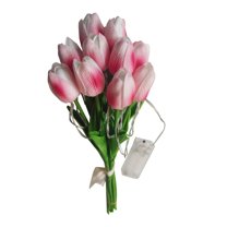 Tulip Artificial Flowers with LED Light 10pcs Real Touch Tulip Lamp,Creative Mother's Day Gift for Women, Home Decor,Wedding Photography,Holiday Table Centerpiece,Battery Operated