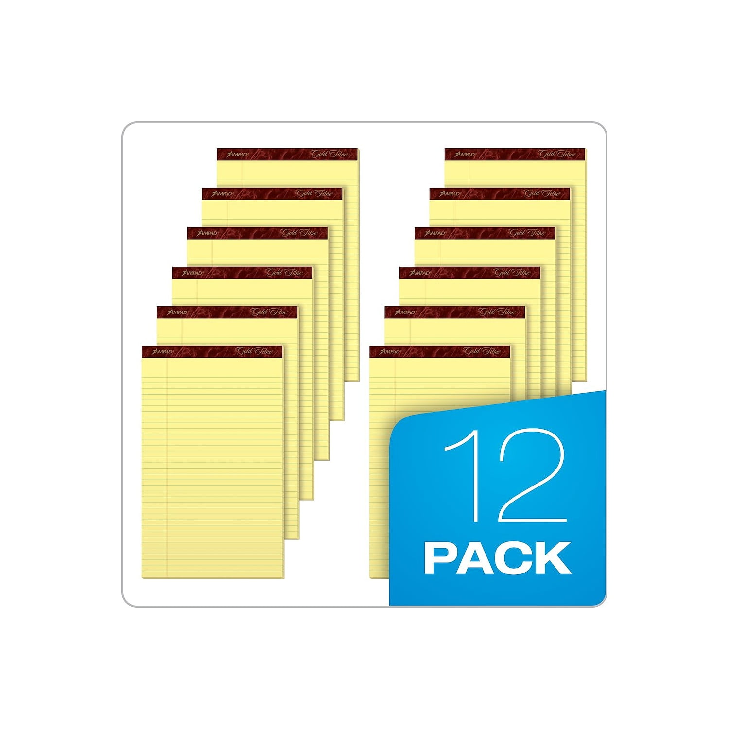 Ampad Gold Fibre Pads 8 1/2 x 14 Canary 50 Sheets Dozen 20030